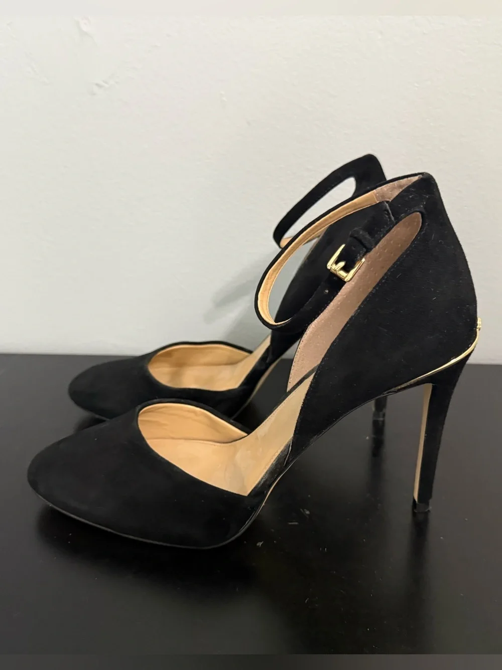 Michael Kors Black Suede Ankle-Strap Pumps